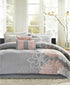 Madison Park Lola Cotton 7-Pc. King Comforter Set Grey Blush New $430